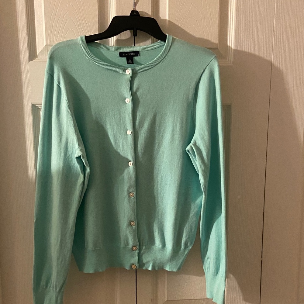Lands' End Light Blue Cardigan Sweater